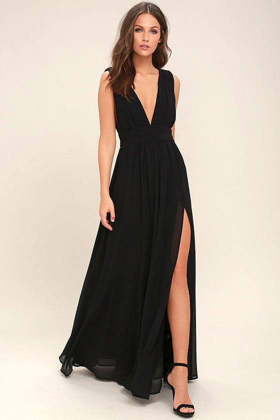 Lulus | Heavenly Hues Black Maxi Dress | Size X-small | 100% Polyester