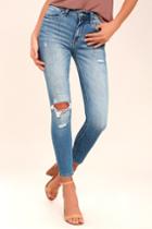 Eunina | Clara Light Wash Distressed Ankle Skinny Jeans | Size 11 | Blue | Lulus