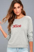 Project Social T Naughty Or Nice Heather Grey Reversible Sweatshirt