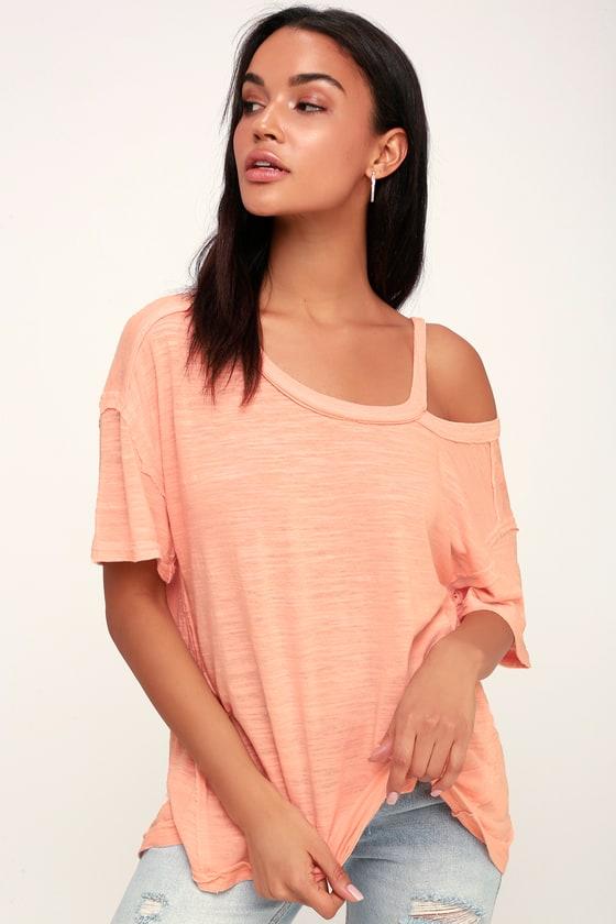 Free People Alex Washed Peach Cutout Tee | Lulus