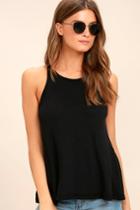 Free People | Long Beach Black Tank Top | Size X-small | Lulus