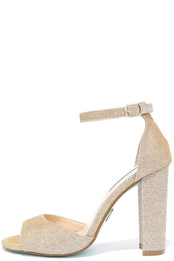 Betsey Johnson | Carly Gold Glitter Heels | Size 5.5 | Lulus