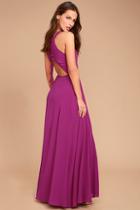 Lulus Super Starlet Magenta Lace-up Maxi Dress