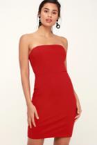 Night Life Dark Red Strapless Bodycon Dress | Lulus