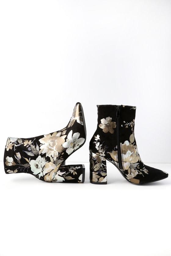 So Me My Generation Black Floral High Heel Mid-calf Boots | Lulus