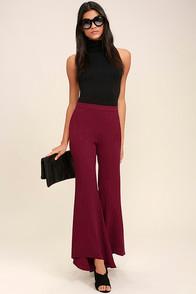 Essue Leg Work Wine Red Wide-leg Pants