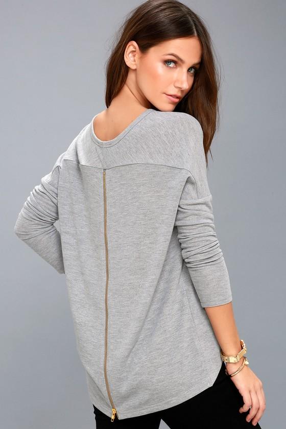 Zip To My Lou Heather Grey Sweater Top | Lulus
