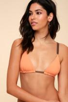 Koa Swim Pacifica Peach And Brown Reversible Bikini Top | Lulus