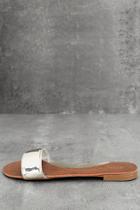 Liliana Nori Silver Patent Slide Sandals