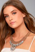 Lulus It's Your Love Gold Rhinestone Layered Statement Necklace