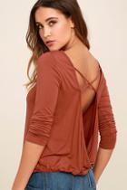 Lulus In A Day Rust Red Backless Long Sleeve Top