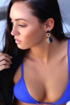 Attina Blue And Gold Acrylic Geometric Earrings | Lulus