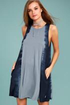 Rvca | Sucker Puncher Blue Tie-dye Swing Dress | Size Small | Lulus