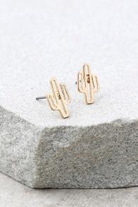 Lulus Cacti Cutie Gold Earrings