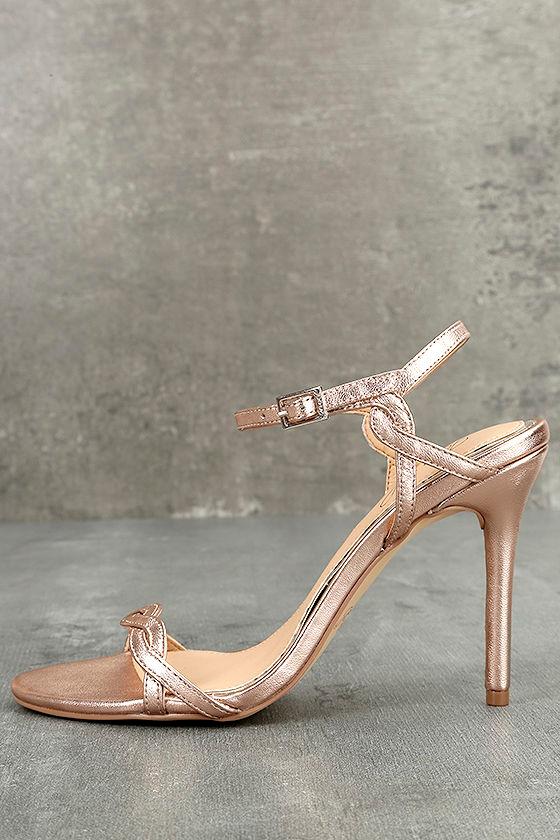 Jewel By Badgley Mischka Jewel By Badgley Mischka Hepburn Ii Rose Gold Leather Sandal Heels | Size 10 | Lulus