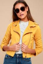 Jealous Tomato Must Love Mustard Yellow Suede Moto Jacket | Lulus