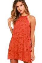 Lucy Love Sophia Rust Red Embroidered Dress