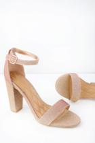 Bamboo Kyra Rose Gold Glitter Ankle Strap Heels | Lulus