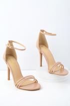 Iva Nude Patent Ankle Strap Heels | Lulus