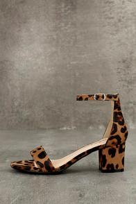 Bella Marie Rasine Leopard Suede Ankle Strap Heels