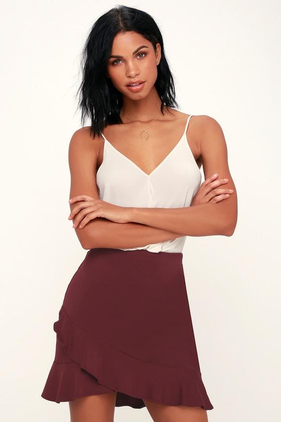 Mabel Burgundy Ruffled Mini Skirt | Lulus