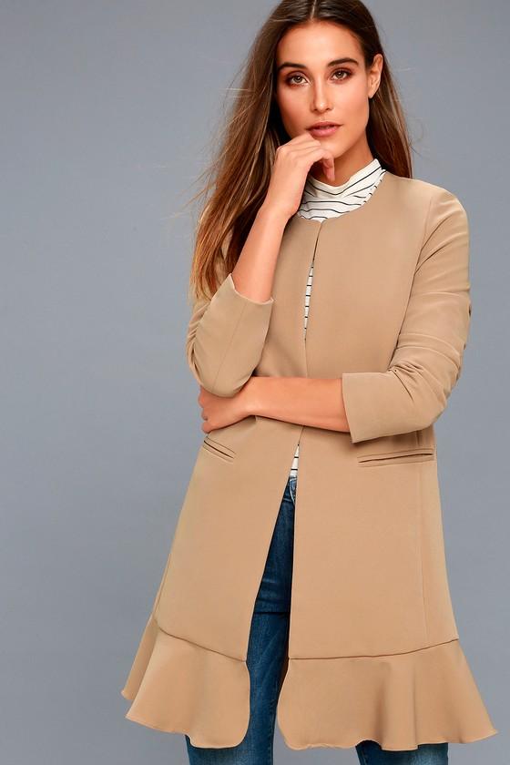 Royce Tan Flounce Blazer | Lulus