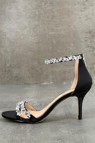 Jewel By Badgley Mischka Caroline Black Satin Heels