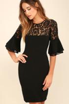 Lulus | Wait And Chic Black Lace Dress | Size Large | 100% Polyester