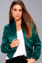 Re:named Run This City Teal Blue Satin Bomber Jacket | Lulus