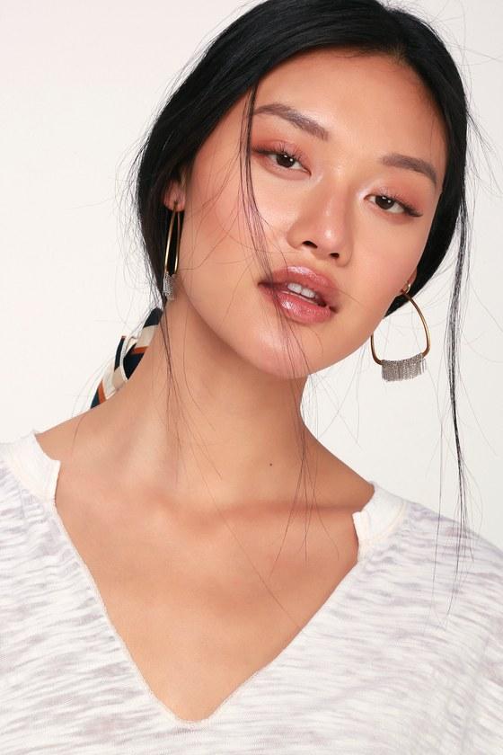 Serefina Sannah Silver And Gold Fringe Hoop Earrings | Lulus