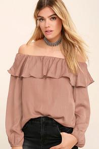 Do & Be Someday, Somehow Rusty Rose Off-the-shoulder Top