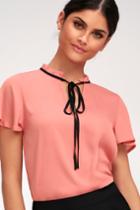 Committed To Love Coral Pink Short Sleeve Top | Lulus
