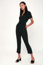 Walk With You Black Short Sleeve Jumpsuit | Lulus