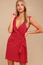 Meridian Red Sleeveless Wrap Dress | Lulus