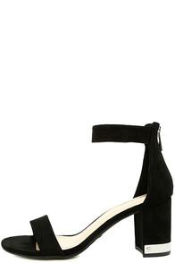 Bamboo Violetta Black Suede Ankle Strap Heels