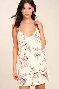 Lulus Beachcomber Cream Floral Print Shift Dress