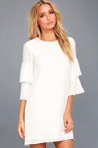 Lulus | Move And Shake White Shift Dress | Size Small | 100% Polyester