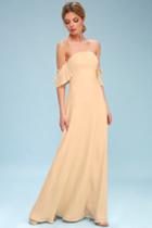 Hallie Nude Off-the-shoulder Maxi Dress | Lulus