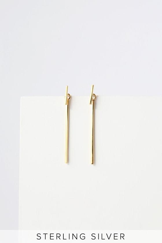 Ferdinantes Gold Peakaboo Bar Earrings | Lulus
