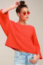 Jack By Bb Dakota Claudel Coral Red Ribbed Sweater Top | Lulus
