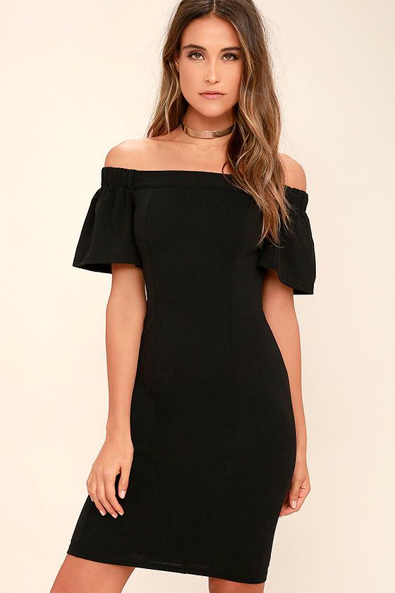 Ina Fashion | Do It Right Black Off-the-shoulder Midi Dress | Size Large | Lulus