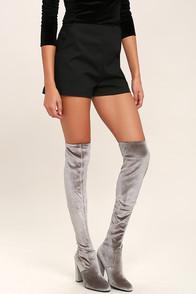Steve Madden Emotionv Grey Velvet Over The Knee Boots