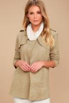Ppla | Noah Beige Suede Trench Coat | Size Large | Vegan Friendly | Lulus