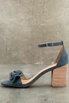 Report Pearlina Blue Suede Ankle Strap Heels