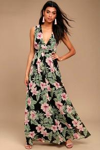 Lulus Love Interest Black Floral Print Maxi Dress