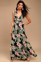 Lulus Love Interest Black Floral Print Maxi Dress