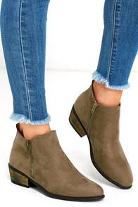 Lulus Wander My Way Taupe Suede Ankle Booties