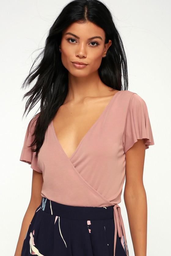 Bel Air Light Mauve Wrap Top | Lulus