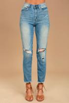 Sneak Peek | Glory Days Light Wash High-waisted Distressed Jeans | Size 11 | Blue | Lulus
