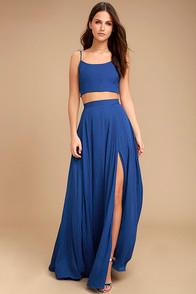 Lulus Thoughts Of You Royal Blue Two-piece Maxi Dress